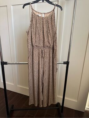 Maurices Beige and Black Spotted Wide-Leg Jumpsuit